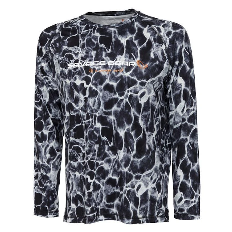 TEE SHIRT MANCHES LONGUES HOMME SAVAGE GEAR SLEEVE BLACK WATERPRINT - NOIR 1 TEE SHIRT MANCHES LONGUES HOMME SAVAGE GEAR SLEEVE BLACK WATERPRINT - NOIR